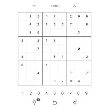 Заполняй сетку 9x9 цифрами от 1 до 9. В каждой строке, столбце и малом квадрате цифры не должны повторяться.