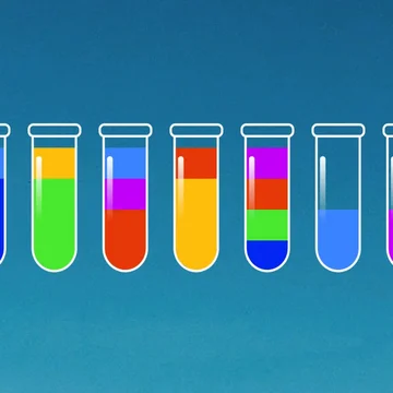 Логическая игра, в которой нужно сортировать цветную жидкость в колбочках так, чтобы каждый цвет оказался в отдельной емкости