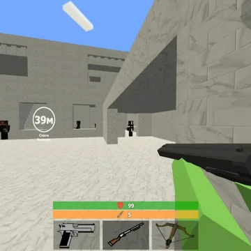 Пиксельный экшен в стиле Minecraft: спаси свою бывшую от боевиков, стреляй, выживай и крафти в блоковом мире, полном опасностей и приключений!