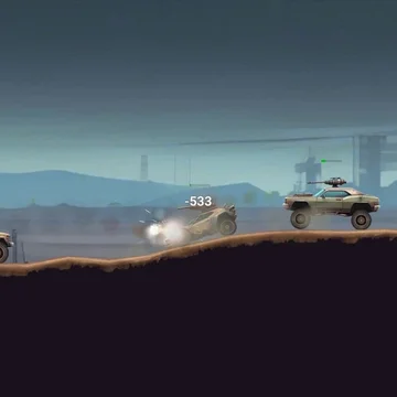 Выживай в пустошах за рулем смертоносной тачки! Стреляй, тарань, собирай трофеи. Тактические автобои в 2D!