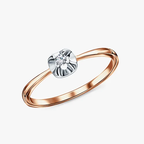 Золотое кольцо с бриллиантами природными