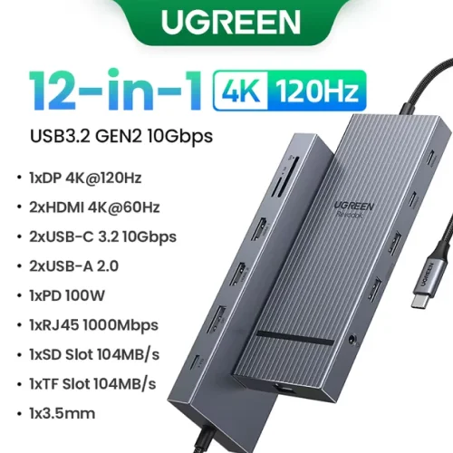 UGREEN 10-портовый USB-C Hub с двойным HDMI
